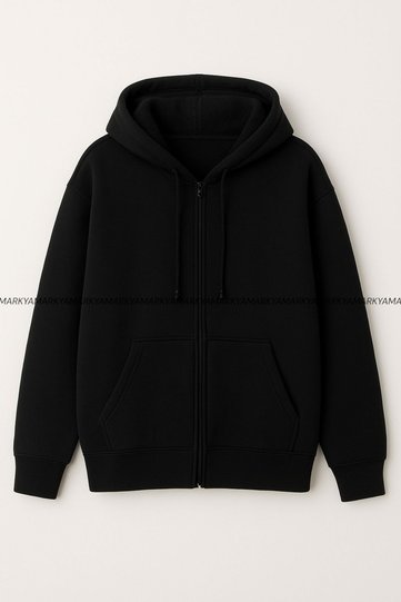 Unisex Zip-Up Fleece Hooded Kangaroo Pocket Oversized Winter Hoodie Jacket