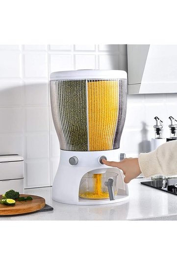 360 Degree Rotatable Large Capacity 4 Grid Food Dispenser Cereal Containers – Food Grain Storage C