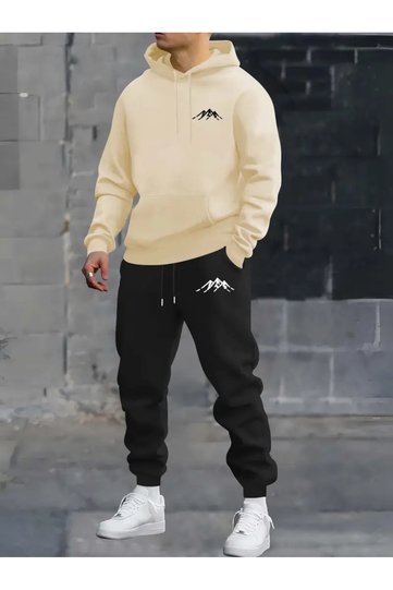 Men's Mountain Printed Hooded Tracksuit Set