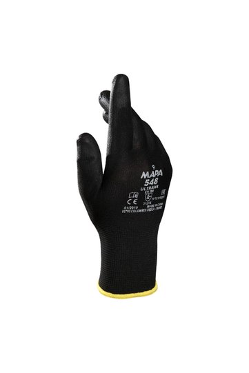 Ultrane 548 Black Polyurethane Coated Work Gloves Set No:8