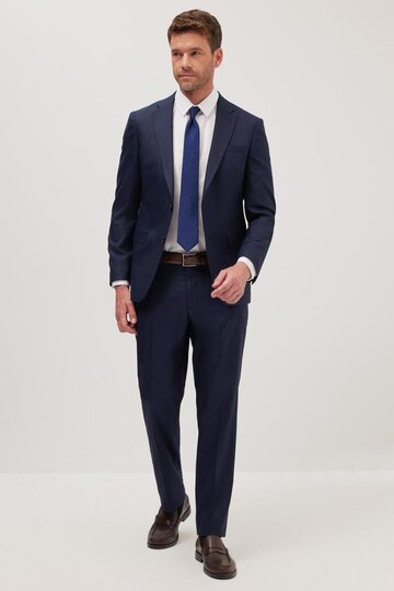 Men's Slim Fit Mono Collar Dark Navy Blue Suit
