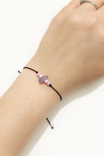 Amethyst Natural Stone Black String Minimal Bracelet