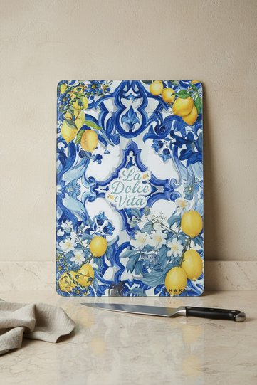 Dolcevita Glass Cutting Board – 25X35 cm |   Tempered Glass |   Italian Ceramic Patterned