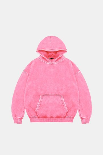 Basic Oversized Unisex Washed Pink Hoodie