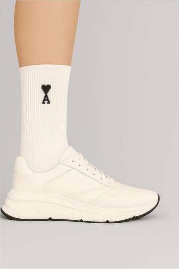 White Color 3-Piece Boxed Patterned Seamless Combed Cotton Elastic Socks