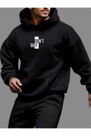 Black Dont Quit Oversize Hooded Sweatshirt
