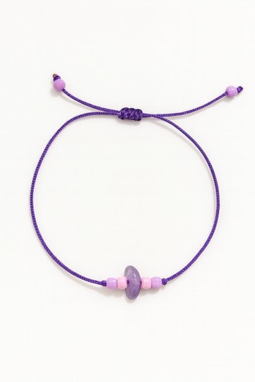 Amethyst Natural Stone Purple String Minimal Bracelet