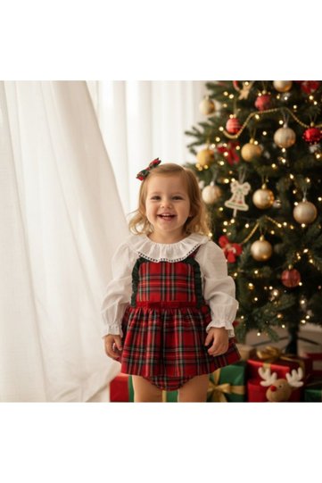 Baby Girl Shirted Ruffled New Year Romper Set Cmn-3749