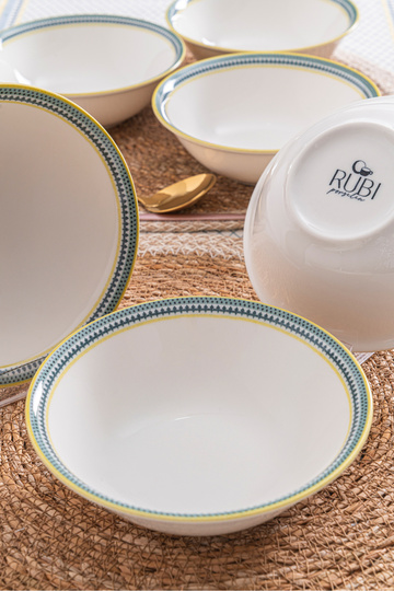 6-Person Dubai Series Modern Soup Bowl Set |   Quality Stylish Porcelain Soup Presentation Plate 16 cm