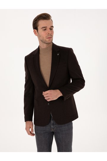 Brown Slim Fit 100% Cashmere Flannel Jacket 50314254-Vr029