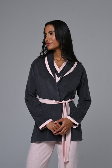 Women's Powder Fleece Dressing Gown Shawl Collar Winter Special Design Dressing Gown Pajama Set
