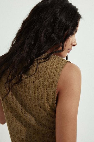 Knitted tie-front top
