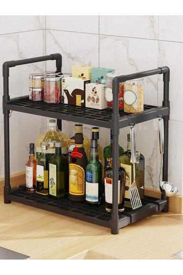 2-Tier Kitchen Storage Rack Stand Organizer Multi-Purpose Shelf Unit for Countertop, Pantry and more