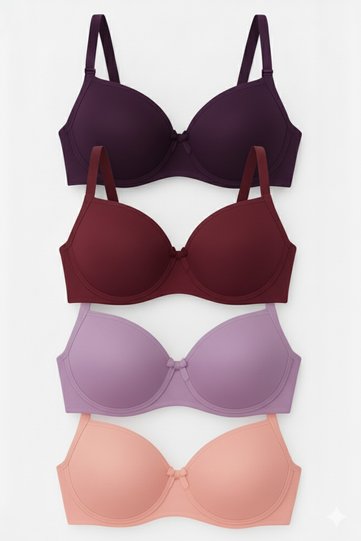 Women's Underwire, Non-Padded, Unwired Daily 4-Pack Bra Set
