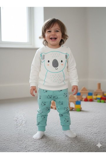Baby Girl Set with Koala Pattern in Mint Green