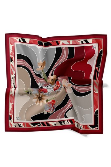 Floral Batik Pattern Sparkling Crystal Scarf