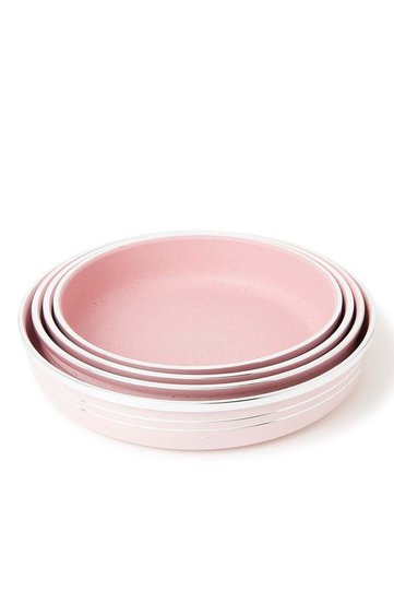 4-Piece Non-stick Bakeware Set (24cm, 26cm, 28cm, 30cm) Light Pink/Silver