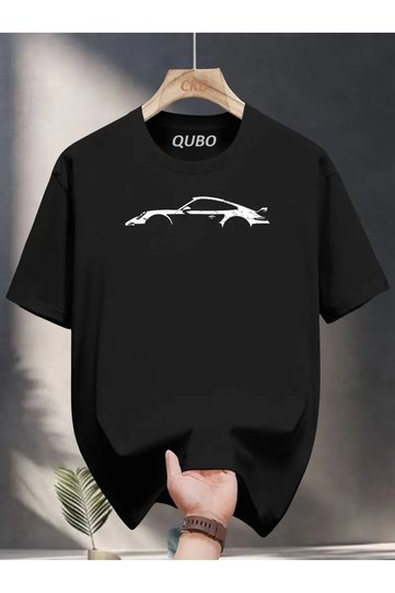 Premium Unisex Printed 100% Cotton Crew Neck Short Sleeve Black T-Shirt