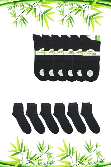 Men's Bamboo Half Socks Plain Smoked Socks Stitch-Free Pack of 6