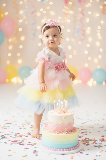1 year old baby girl colorful catfold tulle princess dress birthday outfit