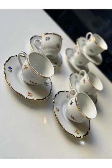 ESTERHOMEDECOR 6-Person Czechoslovakian Porcelain Coffee Cup Set