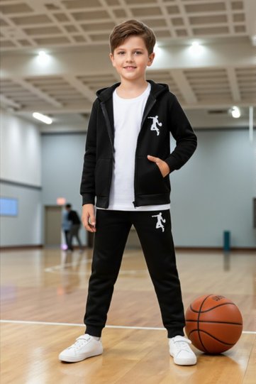 2-Piece Zip-Up Slam Dunk Basketball Print Boys' Tracksuit Set (Top and Bottom)