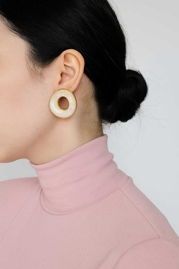 Gold Framed, Marble Patterned Earrings