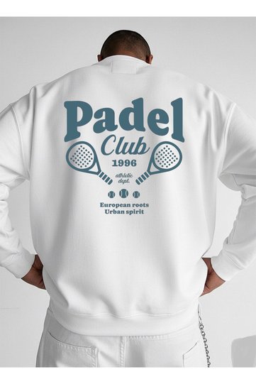 قصة فضفاضة سترة للجنسين بياقة دائرية مطبوعة من PADEL CLUP