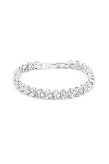 Silver Color Luxury Roman Crystal Geometric Chain Bracelets for Women Trendy 2024 Goth Full Rhinesto