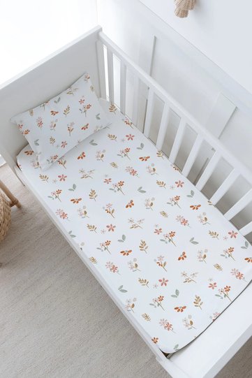 Baby Size Elastic Sheet Set - Pureline Series - Soft Bloom