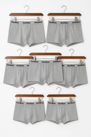 7 Pieces of Gray Men's Boxers – Cotton Stretch Fabric , Comfortable Underwear