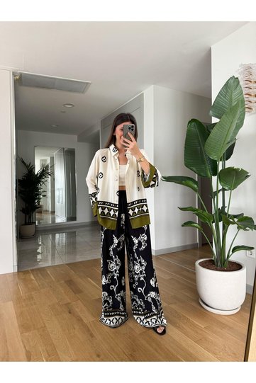 Women's Ethnic Patterned Double Suit