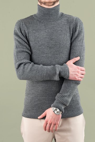Men's Slim Fit Turtleneck Thick Corded Fabric Turtleneck Sweater