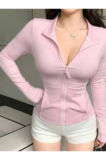 Women's Berry Zippered Sport Fit Blouse