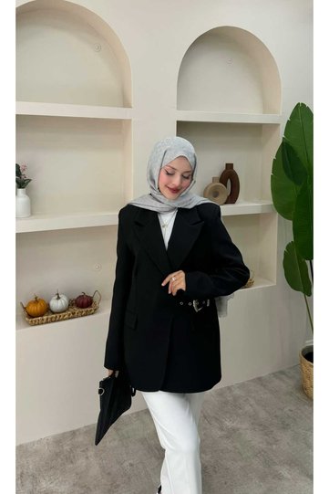 Blazer Jacket with Side Belt Detail