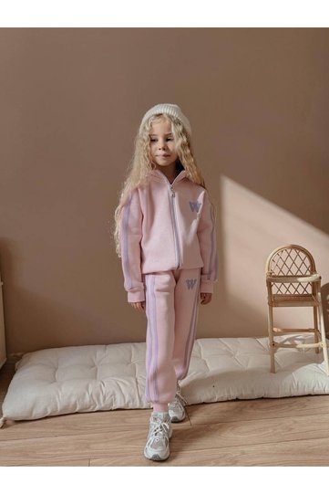 Girl's W Striped Zippered Sweatshirt Winter Set