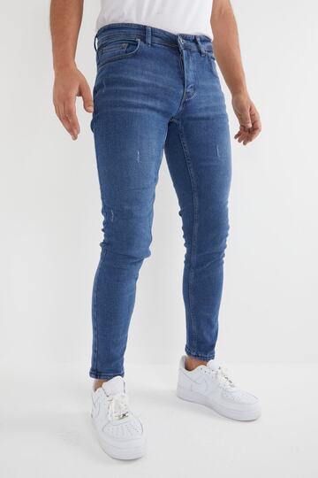 Men's Slim Fit Lycra Jeans with Blue Nails