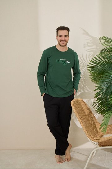 Men's 100% Cotton Long Sleeve Printed Quality Pajamas Set