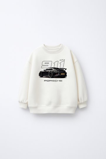Boy's Porsche Car Printed Fleece Inside Sweatshirt