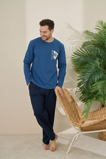 Men's 100% Cotton Long Sleeve Printed Quality Pajamas Set