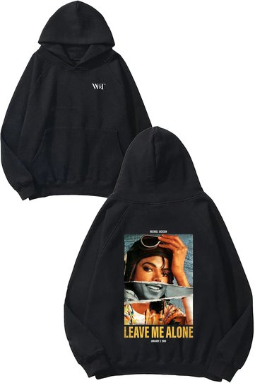 Michael Jackson Leave Design Back Printed Black Hooded Sweatshirt