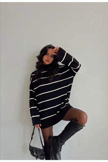 Turtleneck Black Knitwear Sweater