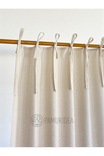 Rustic Curtain with Rope Ties - Tie-Up Natural Plain Solid 100% Cotton Buldan Linen (Length X Width) Single Panel