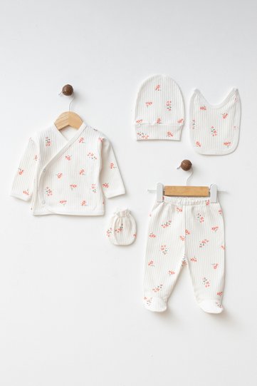 Baby Report Wildflower 100% Cotton 5-Piece Newborn Hospital Discharge Set Yk2313