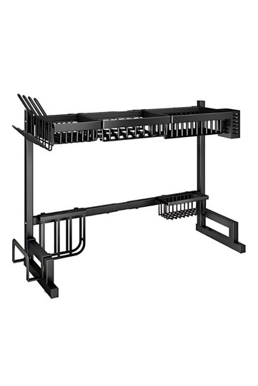 Stainless Steel Dish Drying Rack with Cutlery Holder & Cutting Board Rack