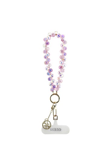 Original Licensed 4G Metal Logo Crystal-Stone Phone Wrist Strap Chain Pink