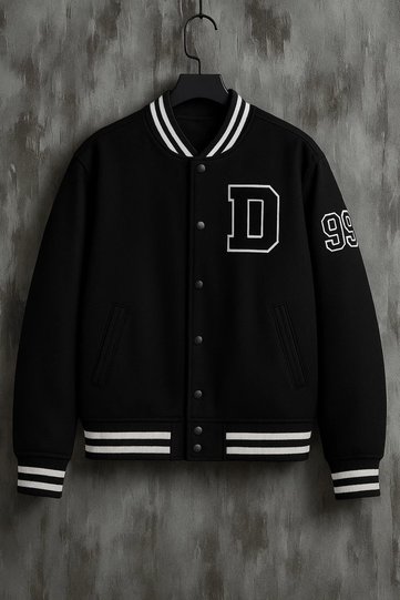 Men's Premium Oversized Black Denim College Coat