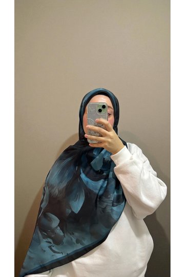 Aura Series Floral Pattern Cotton Digital Soft Shawl - Turquoise