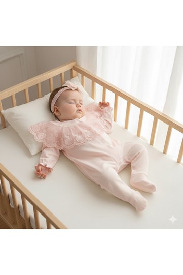Baby Girl Lace Mevlütluk Romper with Bandana Newborn Hospital Release Evening Dress Mevlitlik