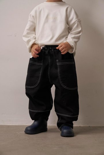 Black Pocket Detailed Unisex Jeans